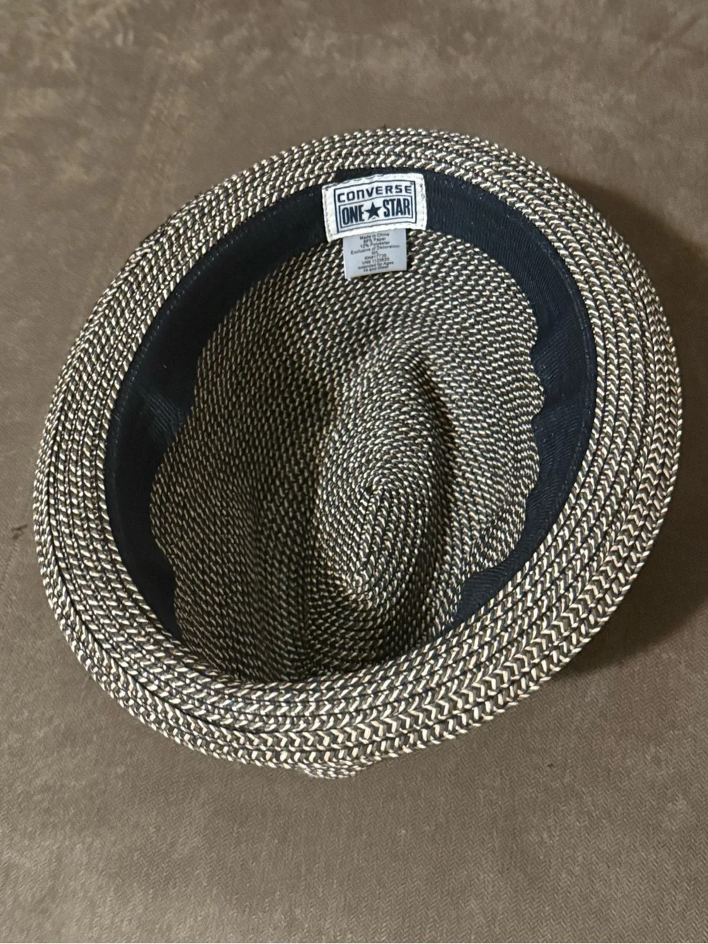 Converse Black and Tan Straw Fedora Hat for Kids